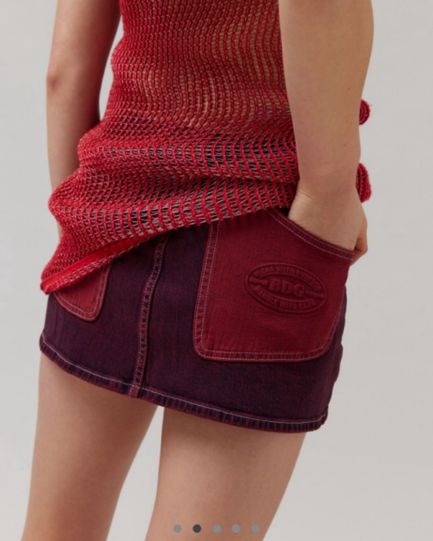 ◎BADBLOOD◎ FFB color denim skirt red w-skt22-010 Women's Casual Plain Straight Red Denim Skirts 28