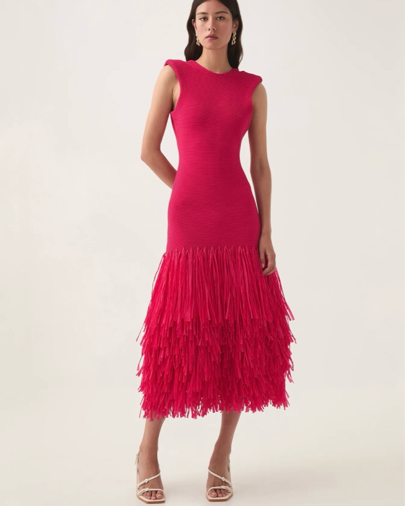 Aje Raffia Midi Dress by Aje - Pickle