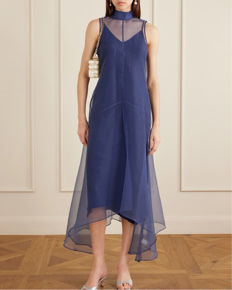auden satin ruffle midi dress Auden Satin Ruffle Midi dress