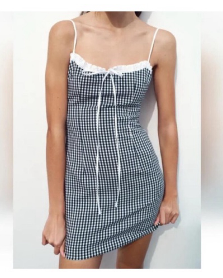 dusty blue casual dress Leona dress, Check, light blue main image 0
