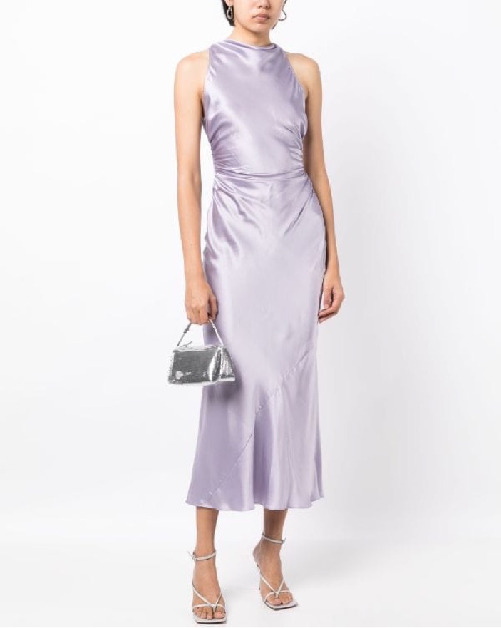 reformation purple silk dress Reformation Cassette Silk Dress by Reformation