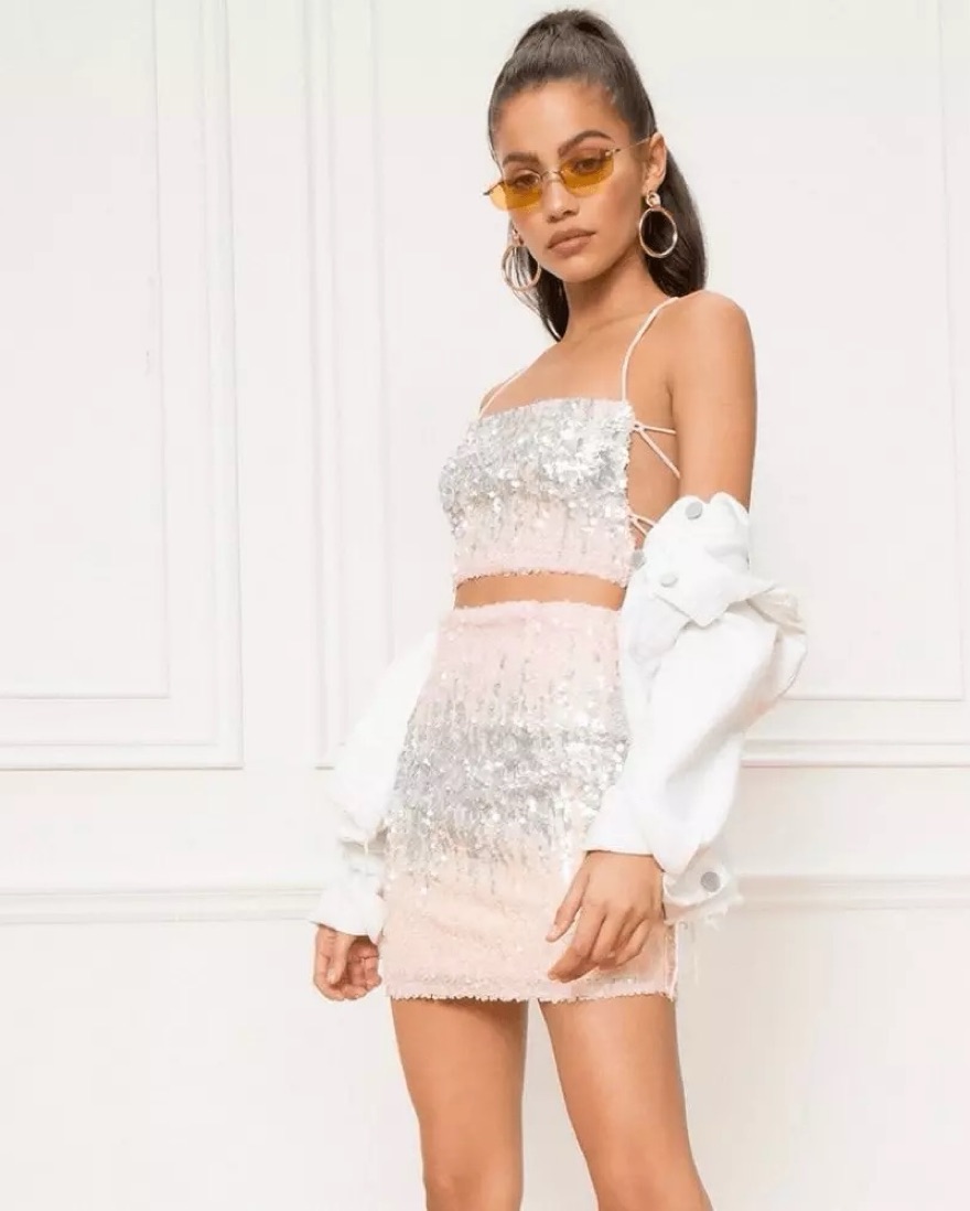 superdown pink sequin dress Superdown Cindi Sequin Mini Dress