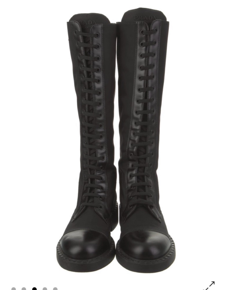 Prada-Edgy Black Lace-Up Combat Boots by Prada - Pickle