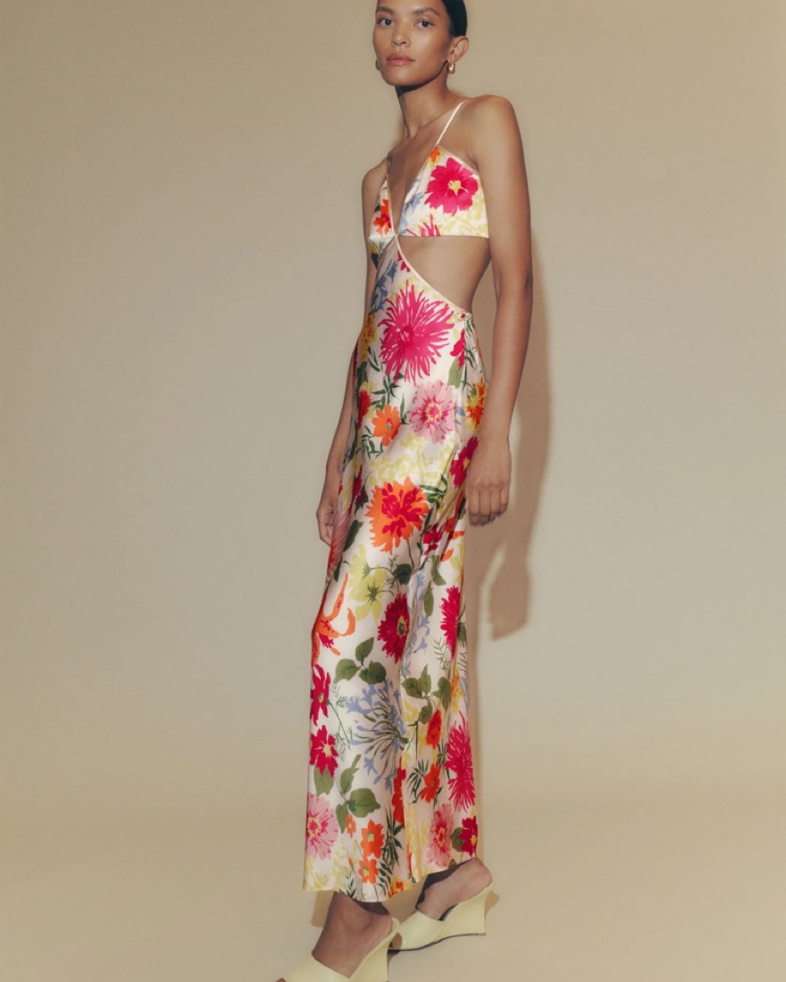 reformation poppies silk dress Floral by Reformation REFORMATION - Poppies cutout floral-print
