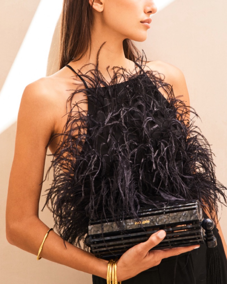 Cult Gaia Backless Feather Top by Cult Gaia - Pickle