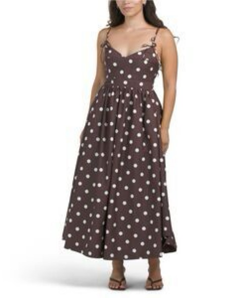 en saison brown polka dot dress En Saison Embroidered Dot Long Sleeve Babydoll Minidress in Rust at Nordstrom, Size Small