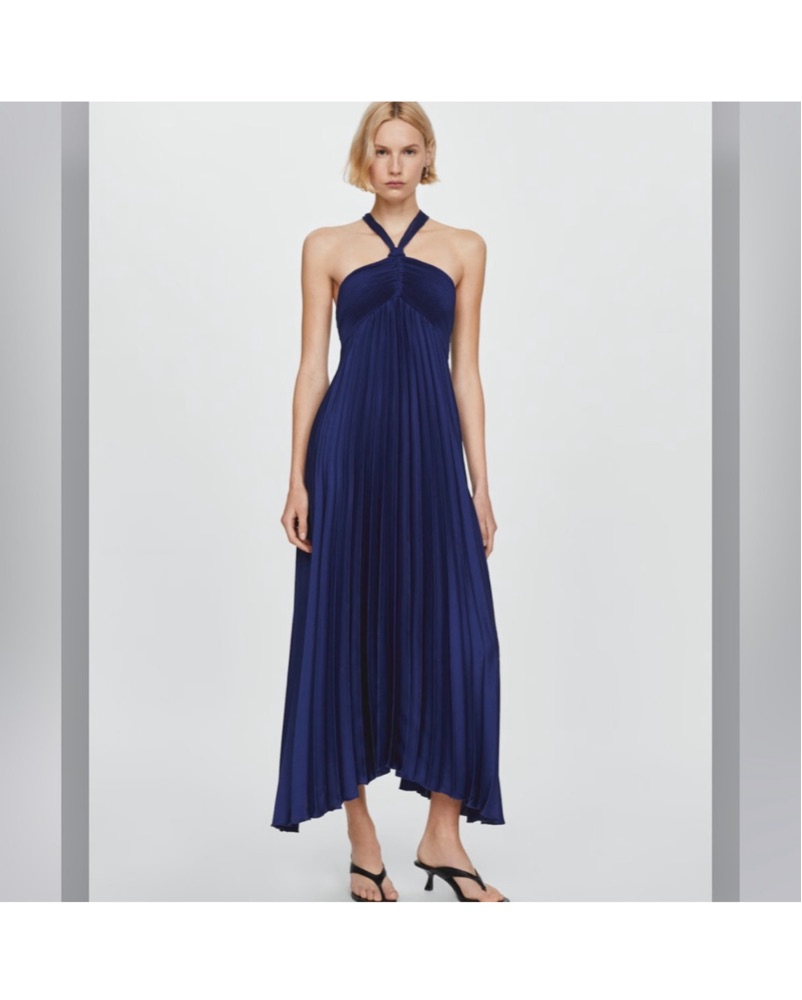 pleated mango dress Flared-sleeve pleated dress - Women