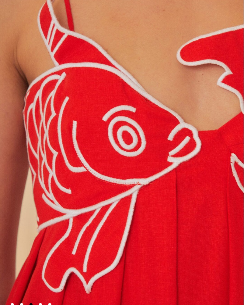 Farm Rio Viral Red Fish Maxi Dress by Farm Rio - Pickle