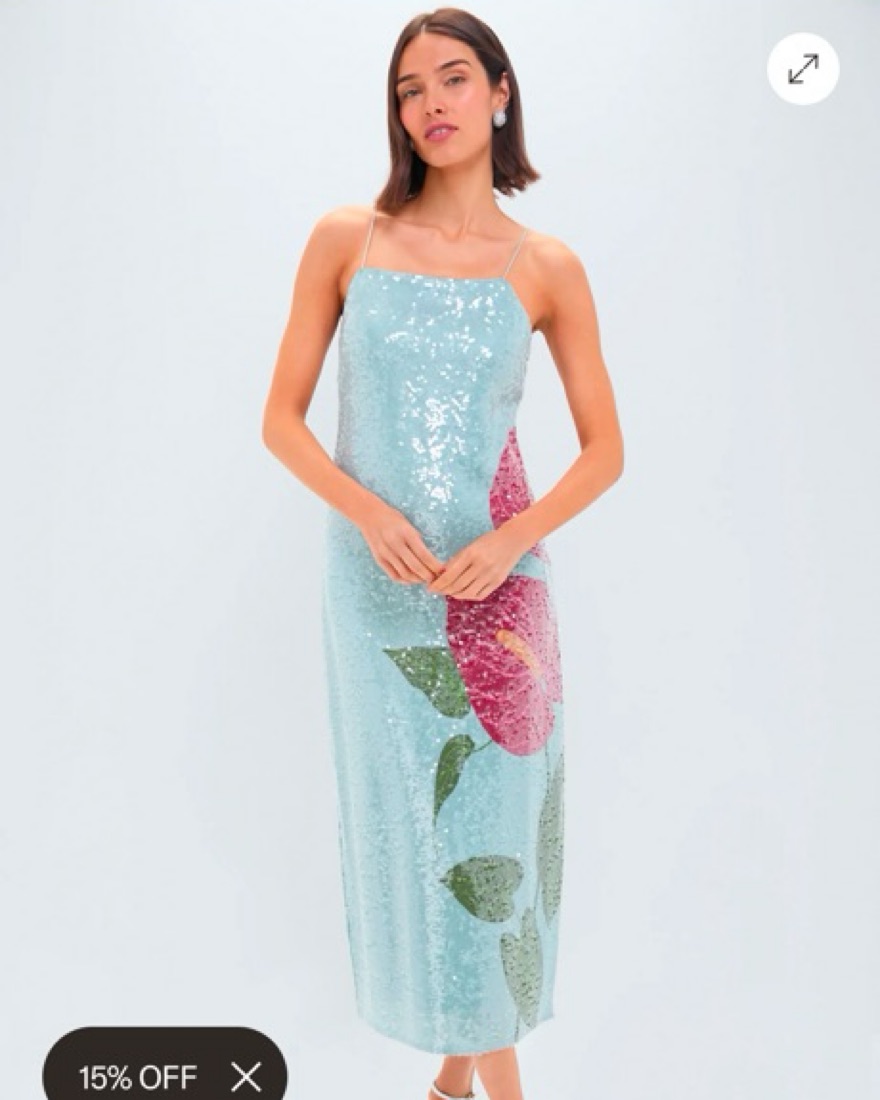 Farm Rio Maxi Sequin Flower Dress by FARM RIO - Pickle