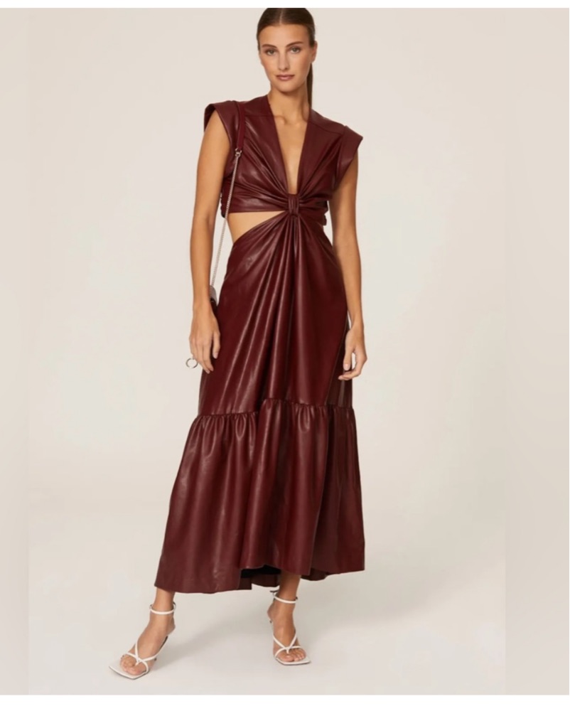 A.L.C. Burgundy Leather Maxi Dress by ALC - Pickle
