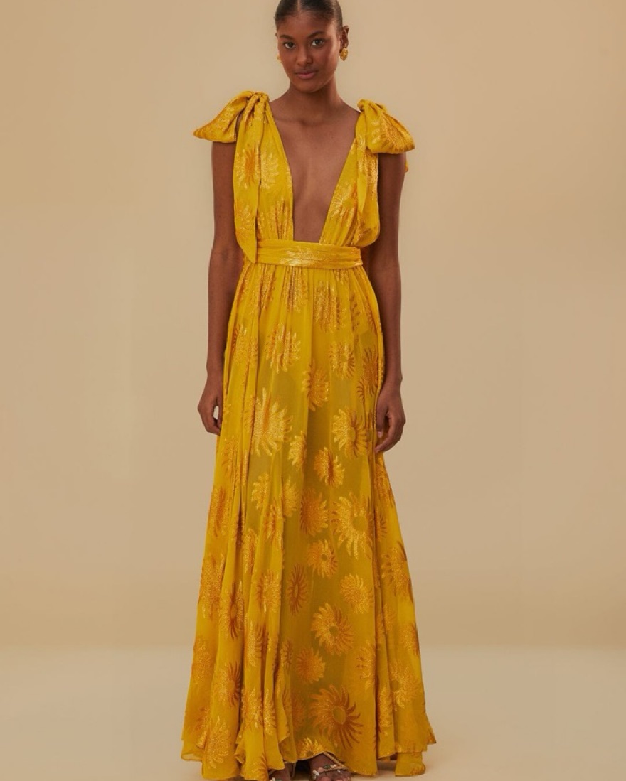 Farm Rio Yellow Gold Sun Maxi Dress by Farm Rio - Pickle