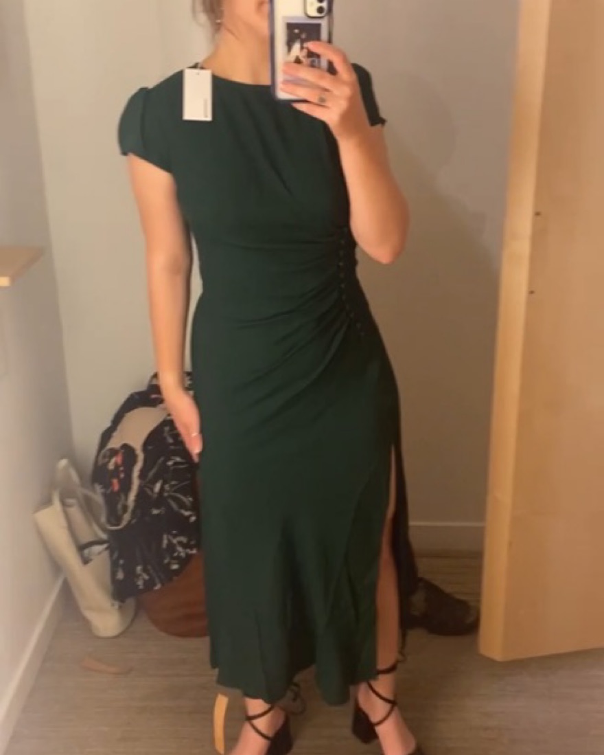 Reformation Fraser Dress (forest green) | Pickle