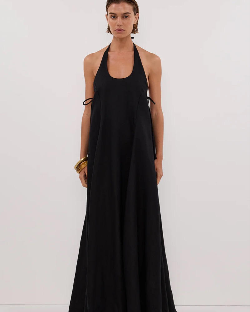 black tiered long sleeve dress Karen Kane Long Sleeve Tiered Dress