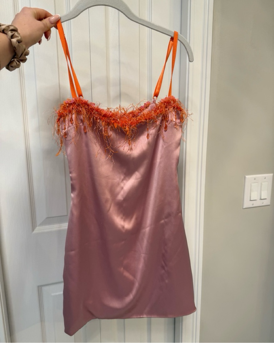 danielle guizio satin beaded mini dress Danielle Guizio Satin Beaded Mini Dress main image 1