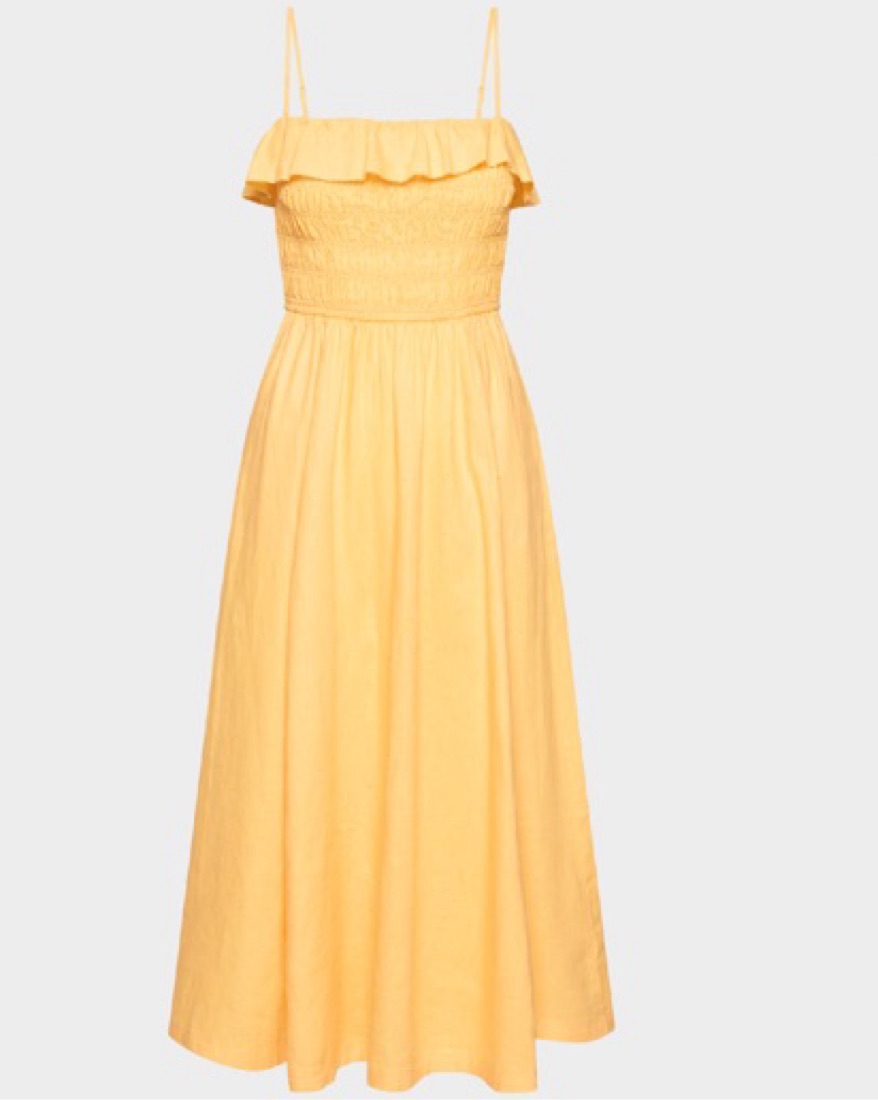 Aritzia Wilfred Yellow Linen Maxi Dress by Wilfred - Pickle