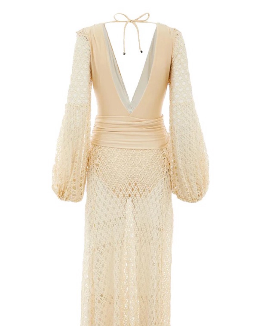 crochet party dress WHITE VANILLA HANDMADE MAXI | CULT MIA fit Being normal is necessarily 100% Cotton COLOR:White Nude