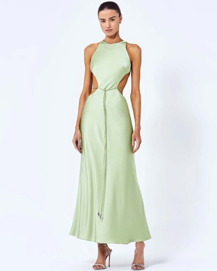 $600 Alexis Satin Green Cutout Dress by Alexis - Pickle