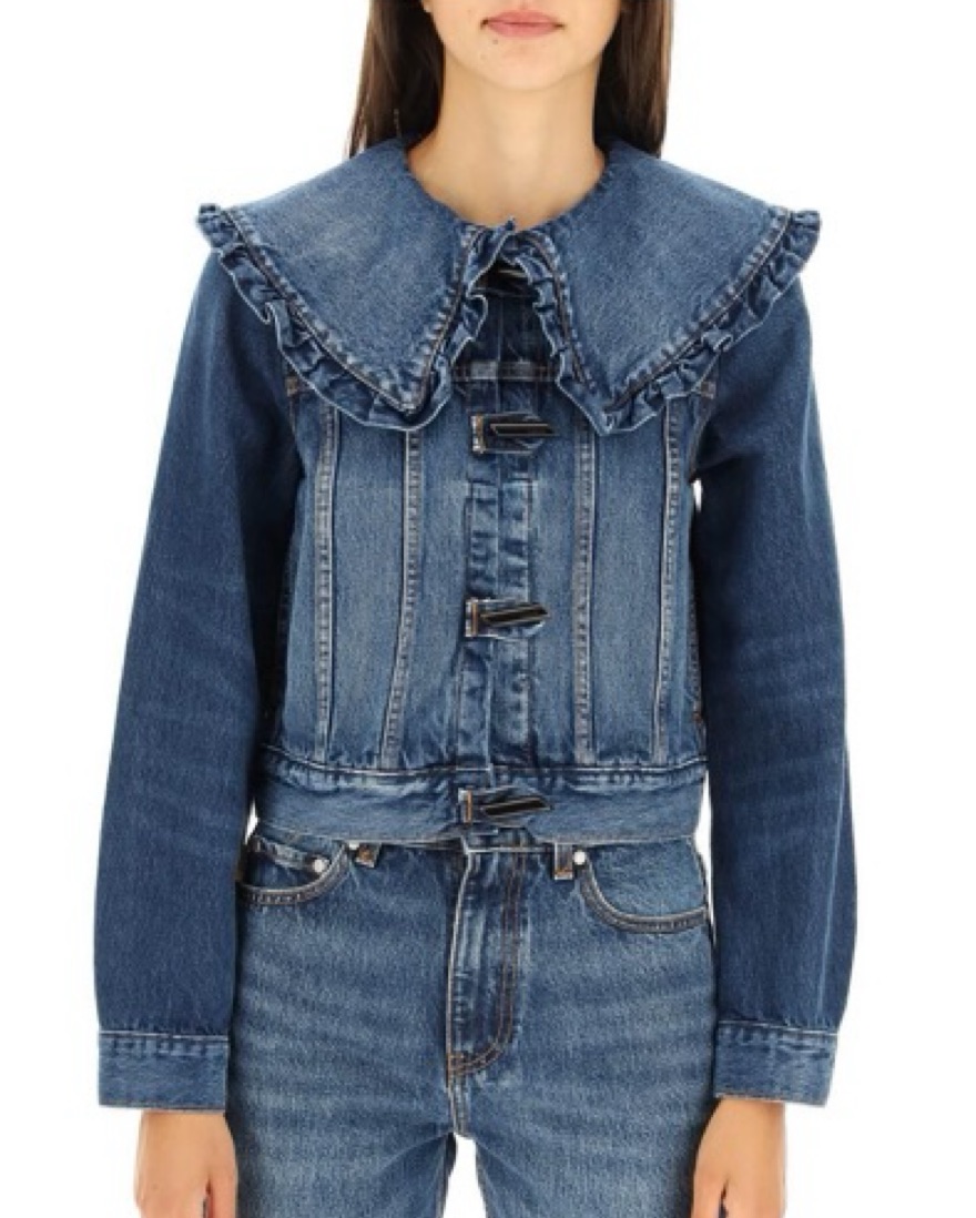 GANNI フリル付きデニムジャケット 32 Ganni Ruffle Collar Denim Jacket | Pickle