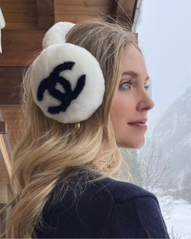 CHANEL Ear Muffs White With Black CC by Chanel - Pickle