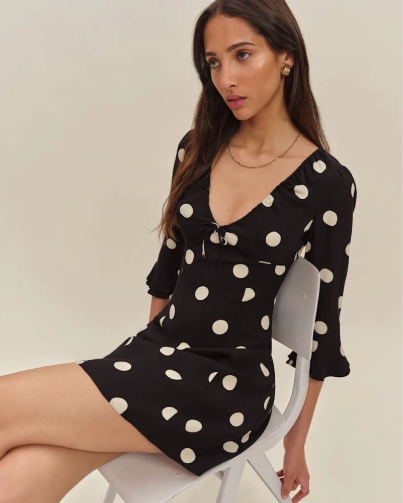 reformation scoop neck mini dress Reformation Loula Linen Mini Dress