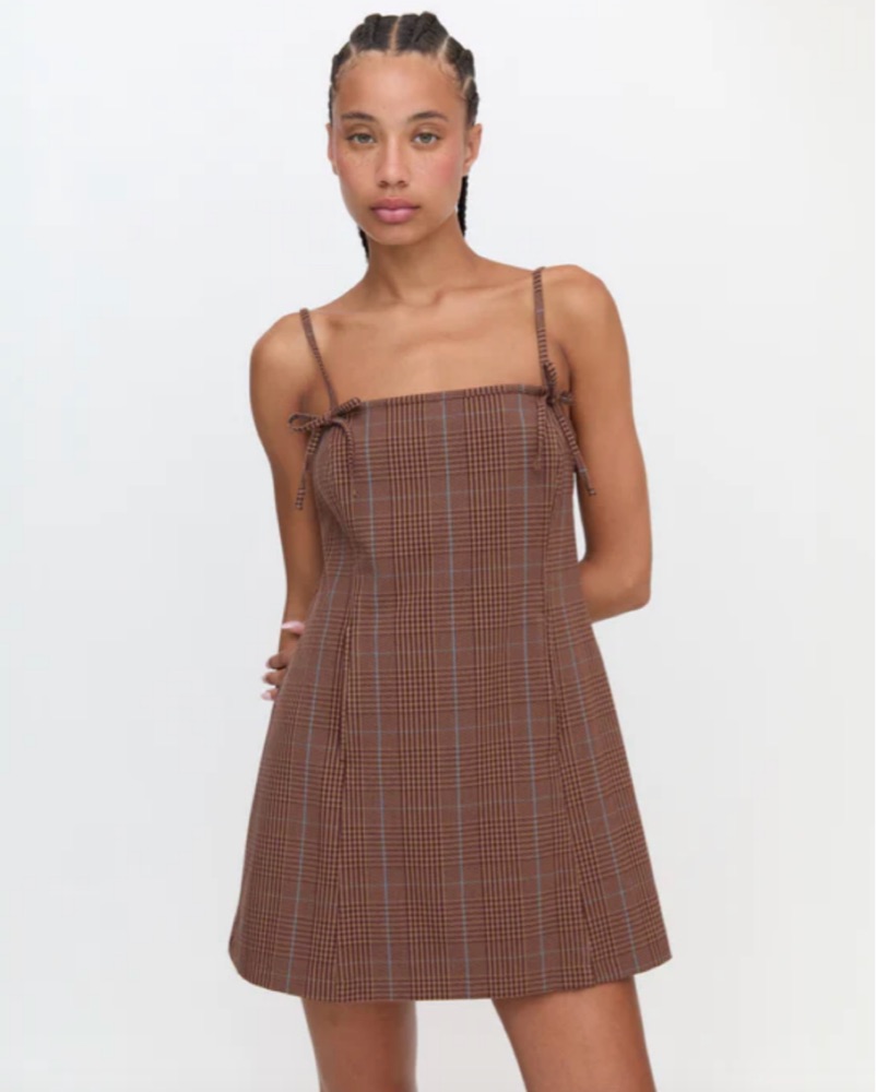 hill house brown gingham dress Hill House Home Women's The Madeline Nap Dress - Black Sand Gingham