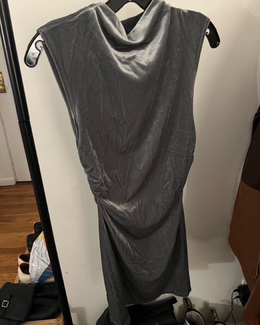 Reformation Alden Dress | Grey Velvet by Reformation - Pickle