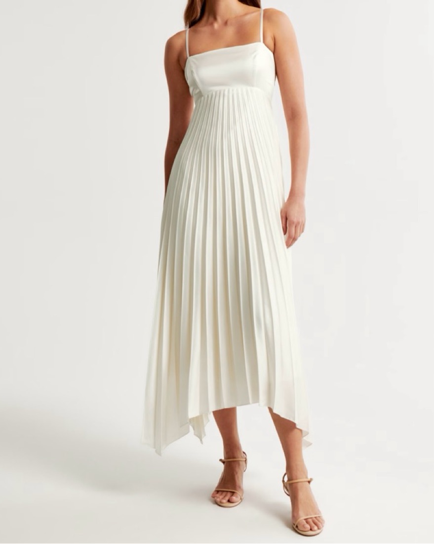 The A&F Clasp-Back Pleated Midi Dress by Abercrombie and Fitch - Pickle