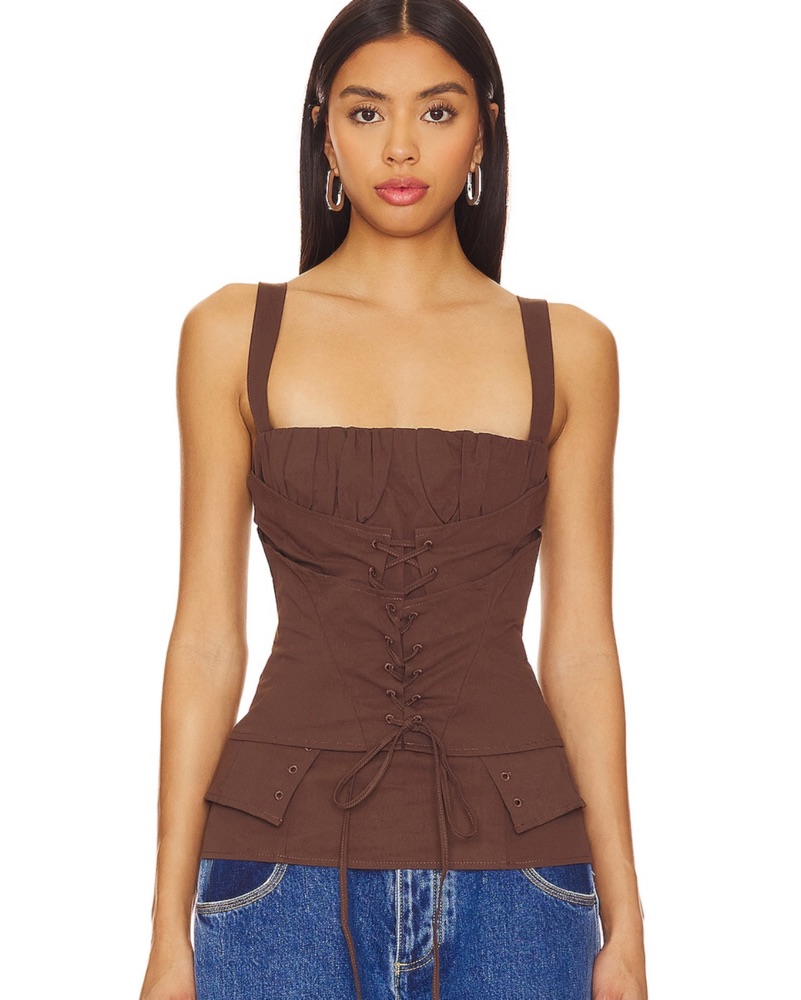 Chocolate Corset Detail Top. by Lioness - Pickle