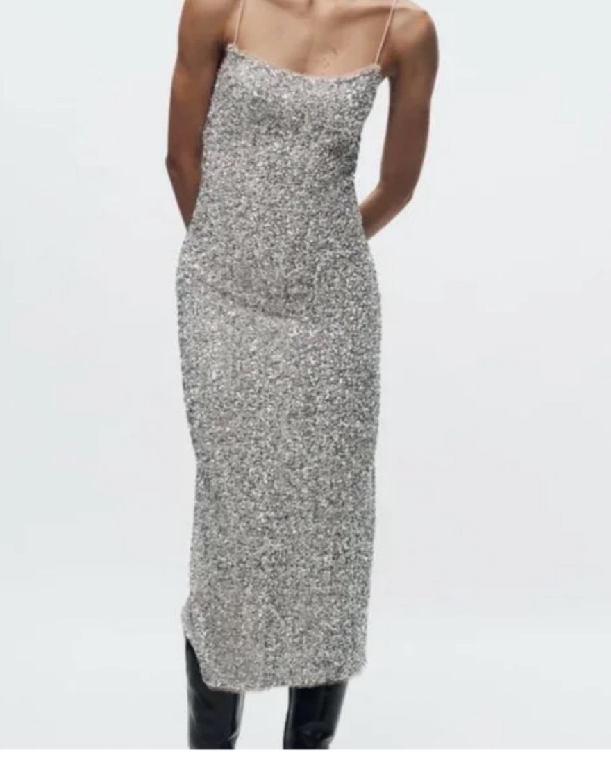 eye makeup for blue and silver dress ZARA NEW WOMAN SILVER SATIN EFFECT SLIP DRESS Size L XXL REF:8496/746