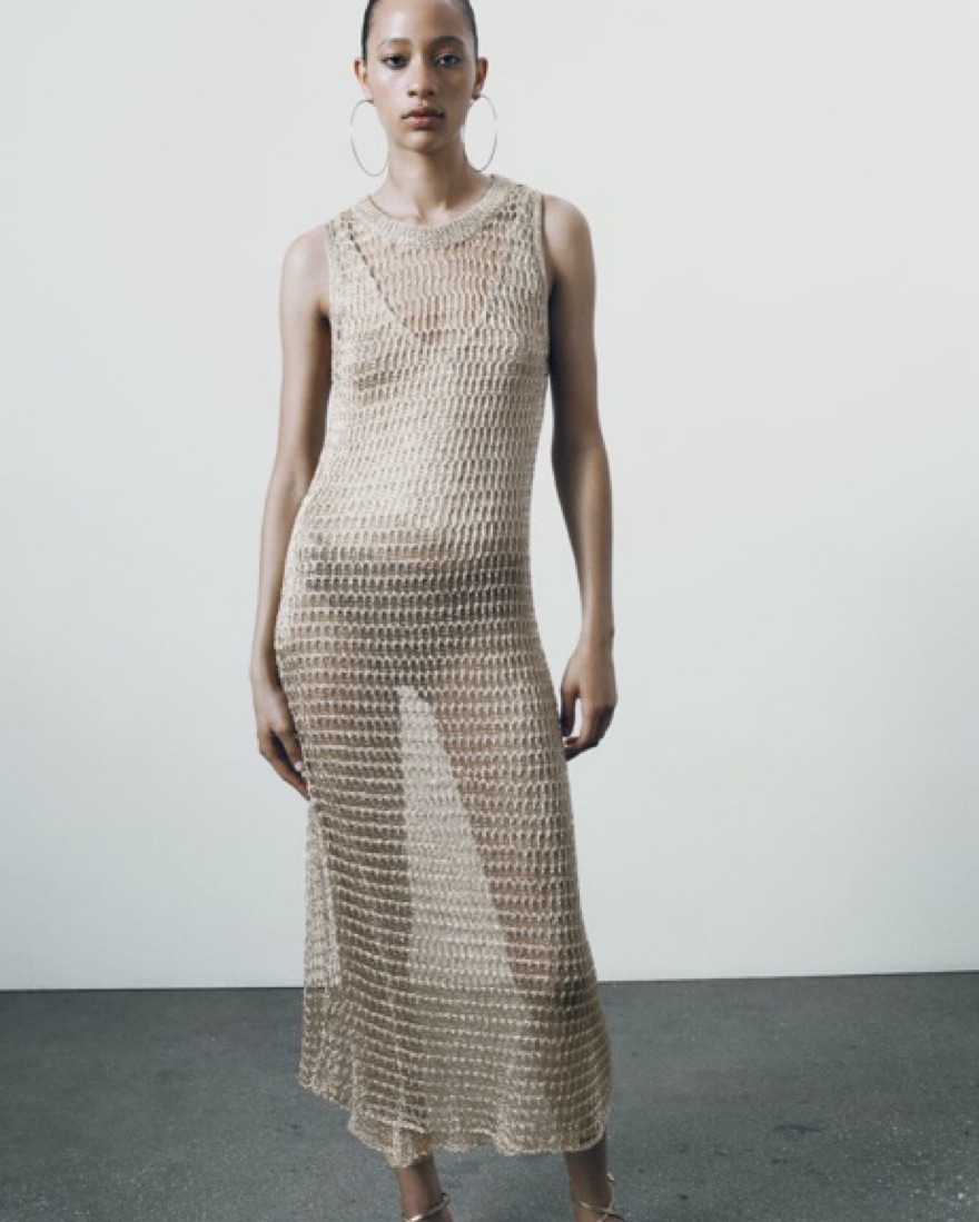 metallic knit dress zara Zara Metallic Mesh Knit Dress by Zara