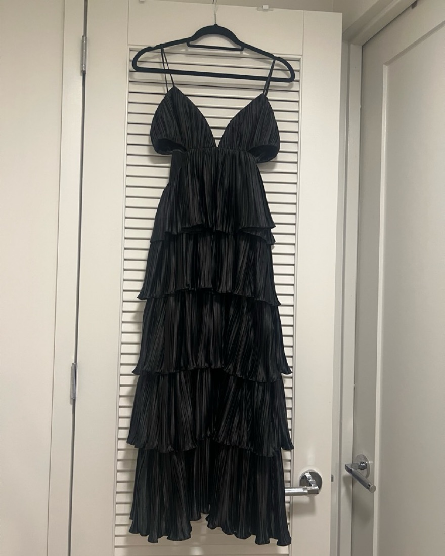 bhldn black dress Anthropologie BHLDN Dylan Satin One Shoulder Slit Gown Size 14 Black   Finds For You