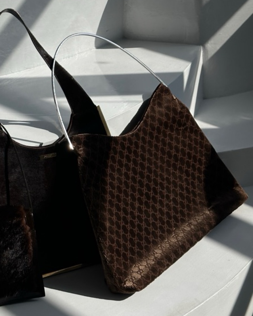 Gucci Vintage Tom Ford Era Velvet Bag Pickle