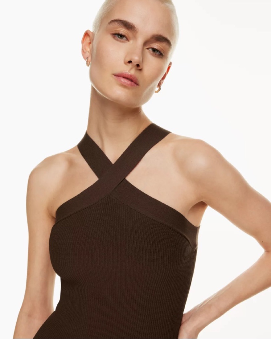 Babaton Sculpt Knit Criss Cross Dress by Aritzia - Pickle