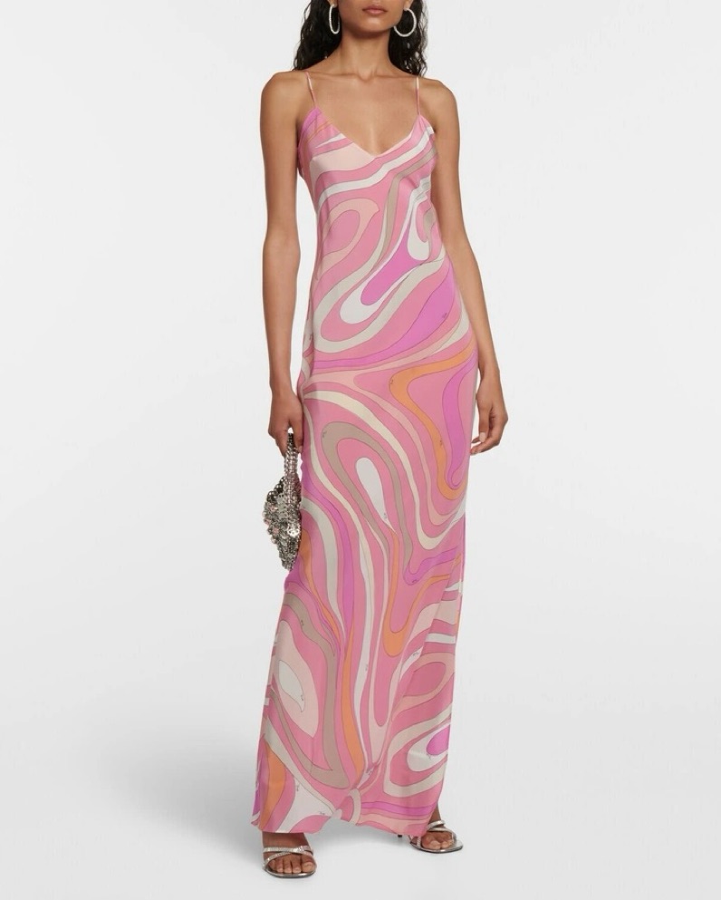 Pucci Marmo-Print Silk Slip Dress by Pucci - Pickle