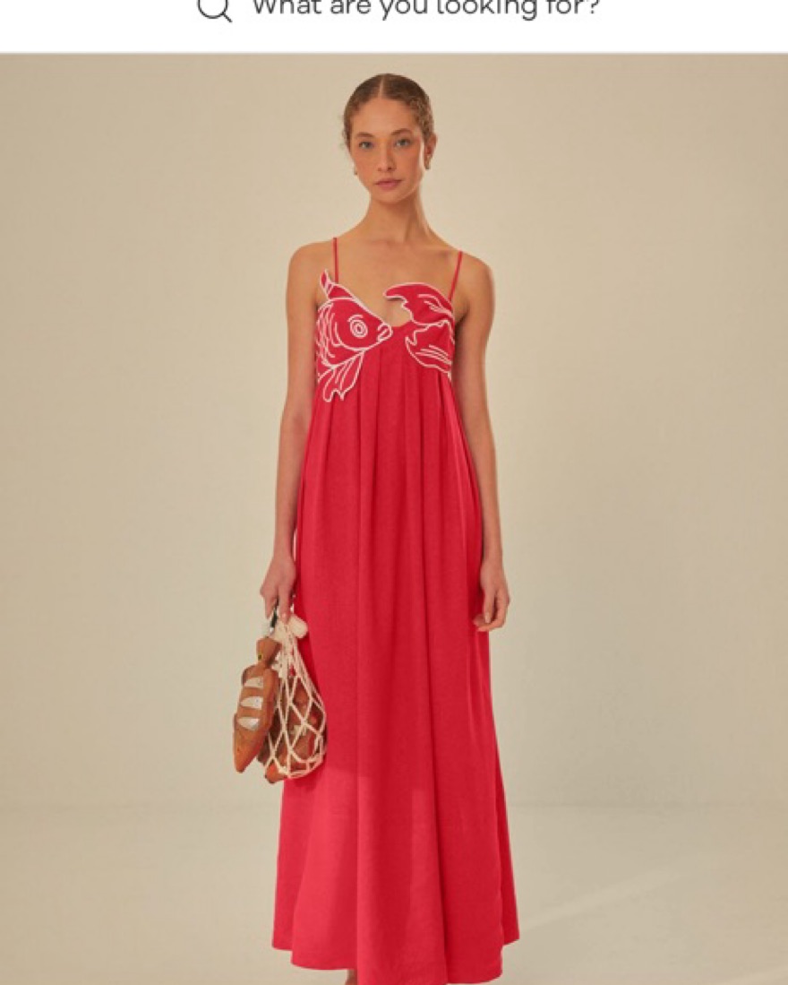 farm rio pink fish dress FARM Rio Sand Anchor Tapestry Fish Strap Maxi Dress, LIGHT PINK / L