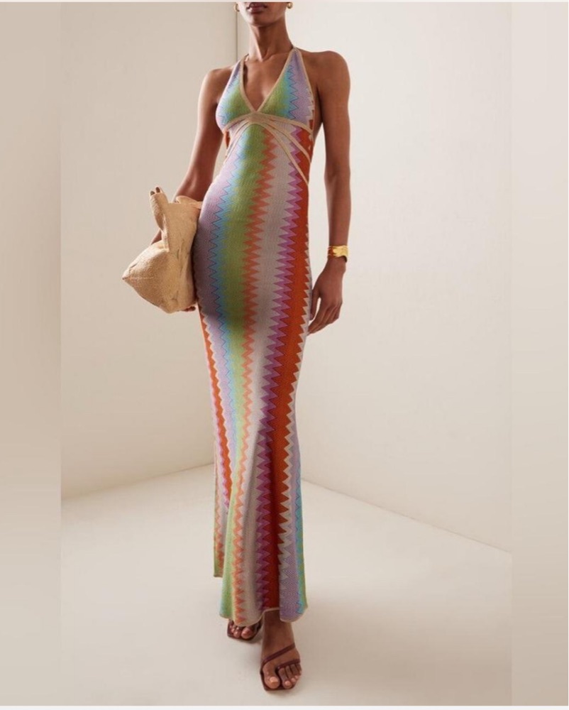 alexis knit maxi dress Alexis Ace Deep V Open-Knit Maxi Dress