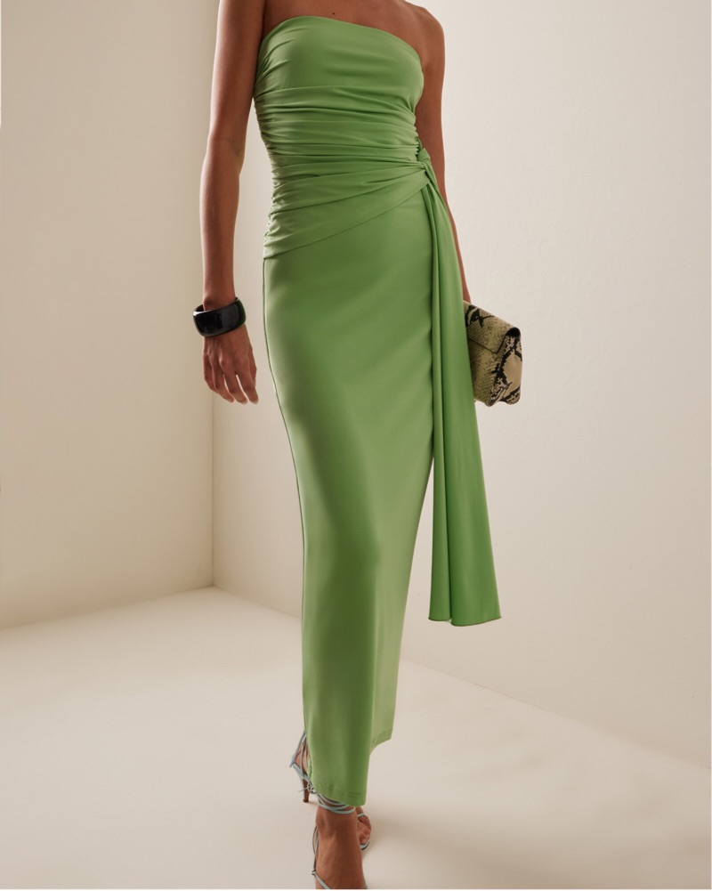 Significant Other Green Strapless Dress by Significant Other - Pickle