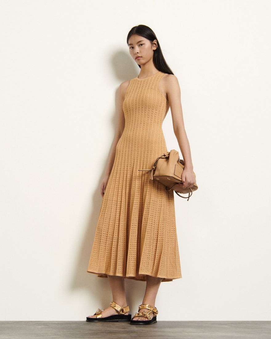 sandro gold dress Buy SANDRO Gold Ramia Midi Dress in Lurex-blend Knit For Women Online