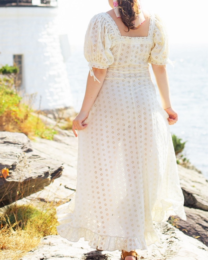 DOEN Eyelet Puff Sleeve Maxi Dress by Doen - Pickle