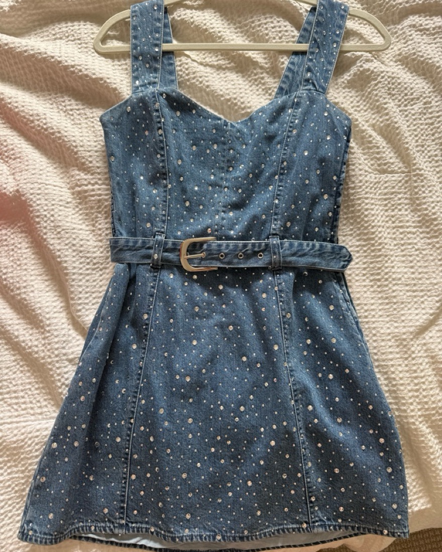 denim rhinestone dress Love Story Denim Rhinestone Dress main image 0