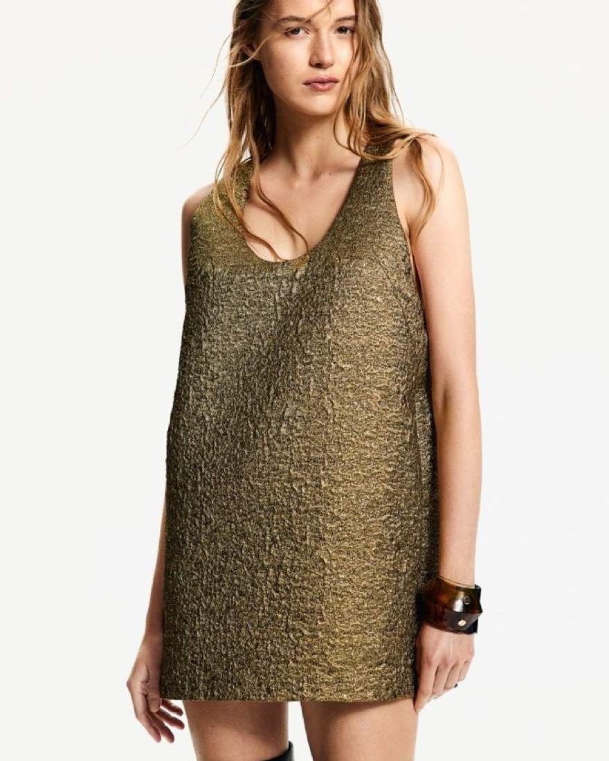 hm golden dress In my golden era  Styled in the @hm Studio Holiday collection, complete  with the @cafune.official Medium Stance in Smoke Gold. #hmstudio