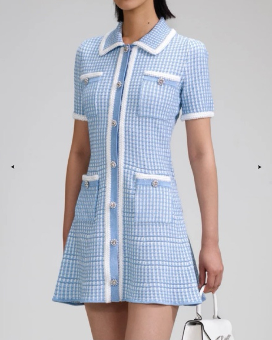 Self Portrait Blue Lurex Knit Mini Dress | Pickle