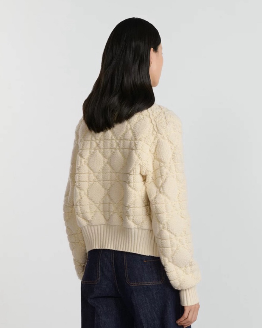 Dior Macrocannage Zipped Cardigan by Christian Dior - Pickle