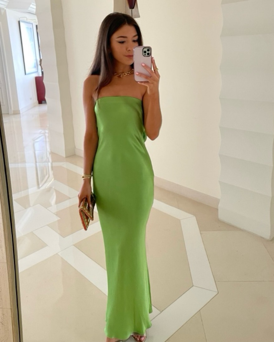 bec and bridge green strapless dress Dreamer Strapless Dress in Sage