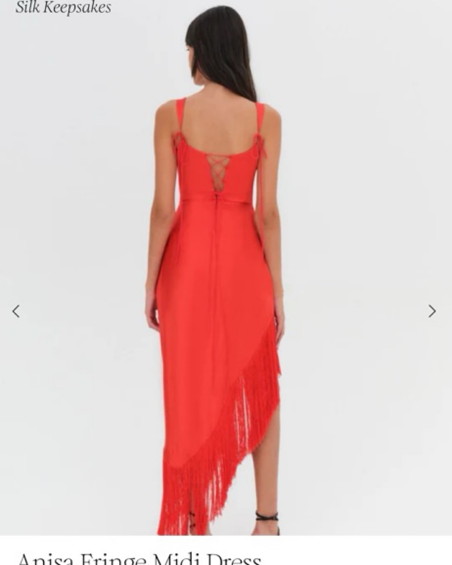 anisa fringe midi dress For Love & Lemons Anisa Asymmetrical Fringe Midi Dress
