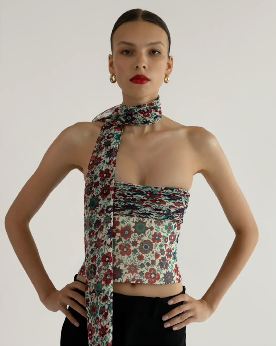 orseund Iris Chiffon Bustier | Pickle