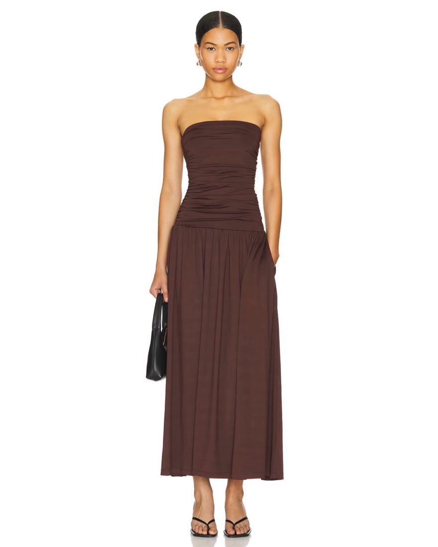 Revolve Chocolate Brown Midi Dress by Nia - Pickle