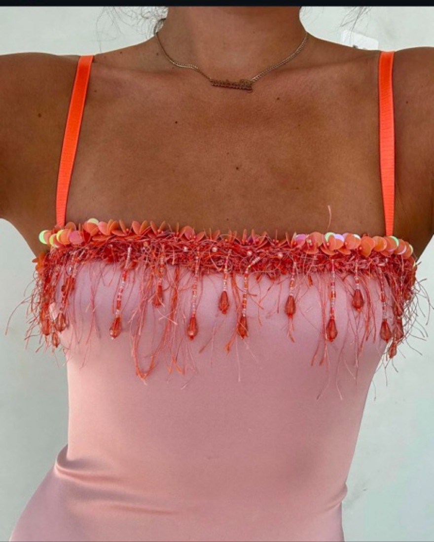 danielle guizio pink and orange dress Pink and Orange Danielle Guizio Dress by Danielle Guizio
