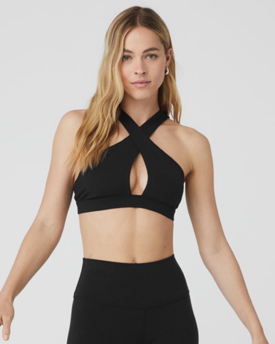 Alo Criss Cross Sports Bra by Alo Yoga - Pickle