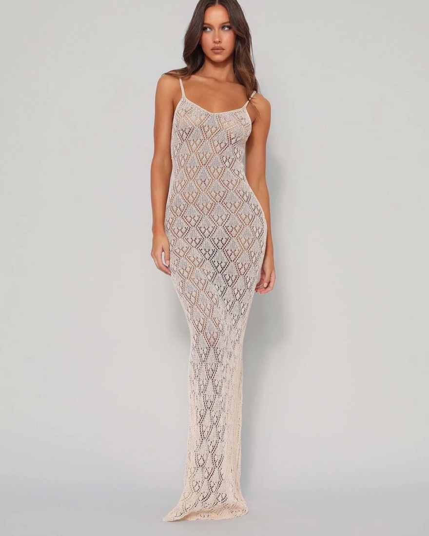tiger mist white crochet dress DELTA MINI DRESS